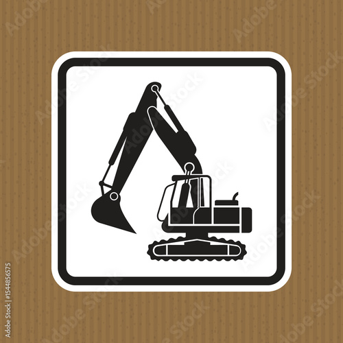 Heavy Excavator Icon on Brown Background for Construction Projects