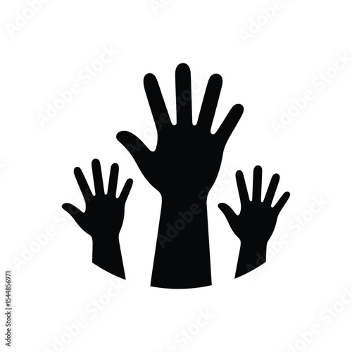 Raised Hands Icon: Voting, Volunteerism, Support, and Community Engagement Symbol
