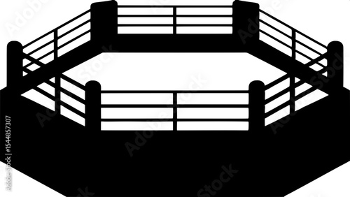 Boxing ring silhouette, sports arena icon, fighting ring vector
