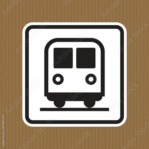 Classic Black and White Train Icon on a Cardboard Background