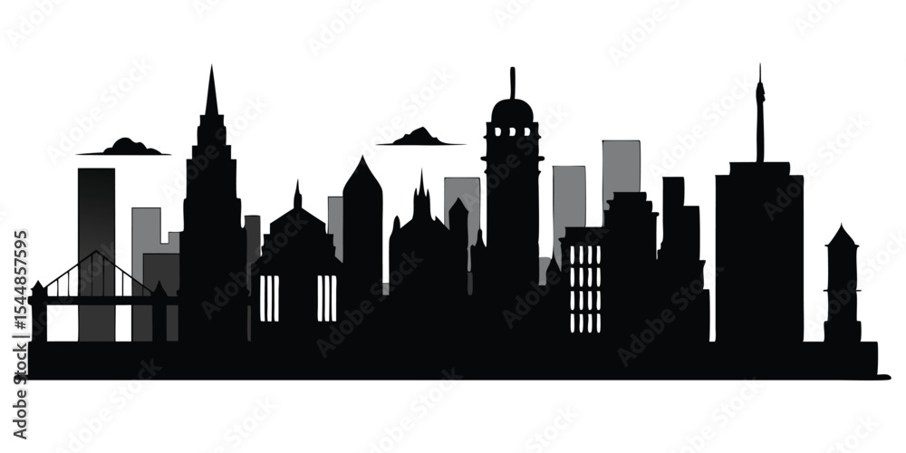 Naklejka premium silhouette city skyline on white background