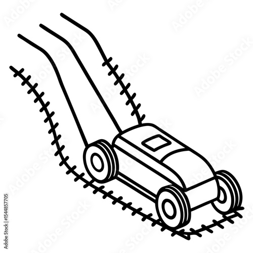Fresh Cut Grass Tracks Line Art Vector 