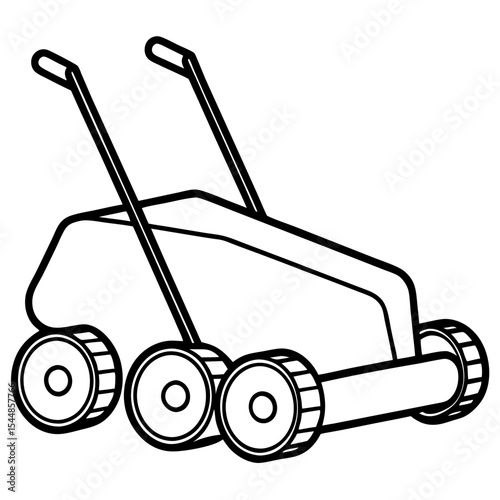 Fresh Cut Grass Tracks Line Art Vector 