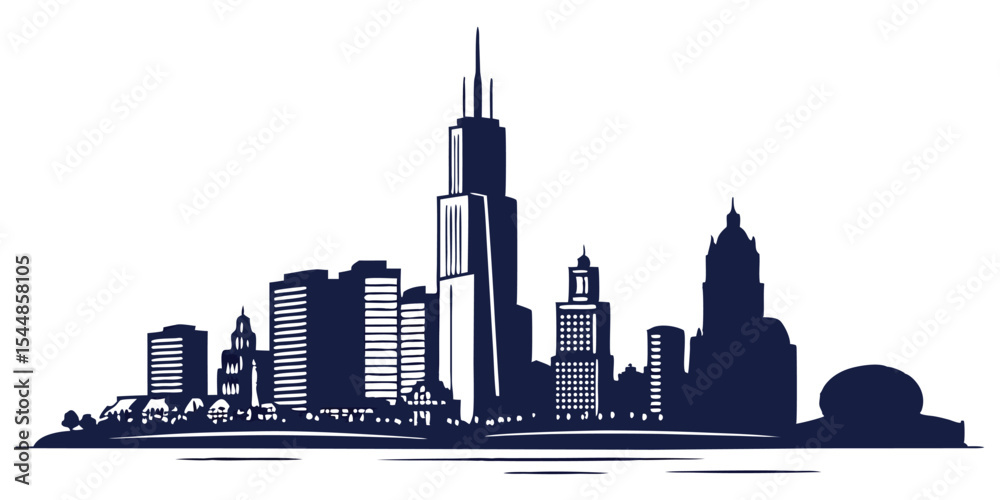 Fototapeta premium silhouette city skyline on white background