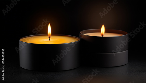 Minimalistic Black Scented Candles with Flames