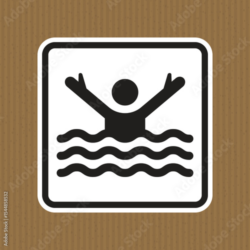 Black and White Illustration of a Person in Water with Arms Raised