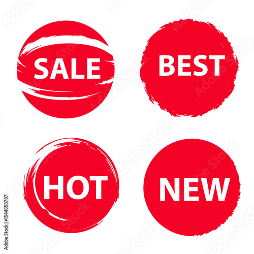 set of red sale stickers