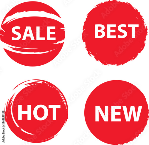 set of red sale stickers