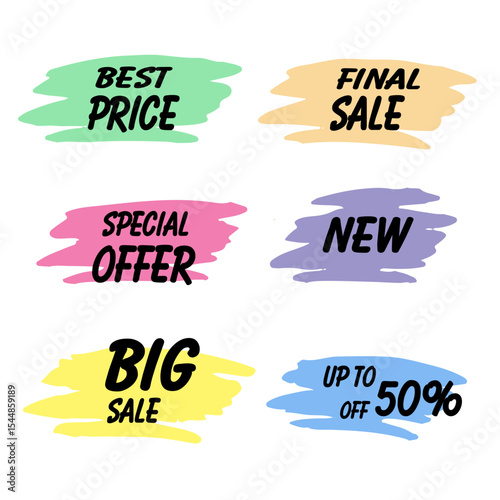 set of colorful sale labels