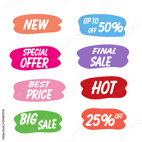 set of colorful sale labels