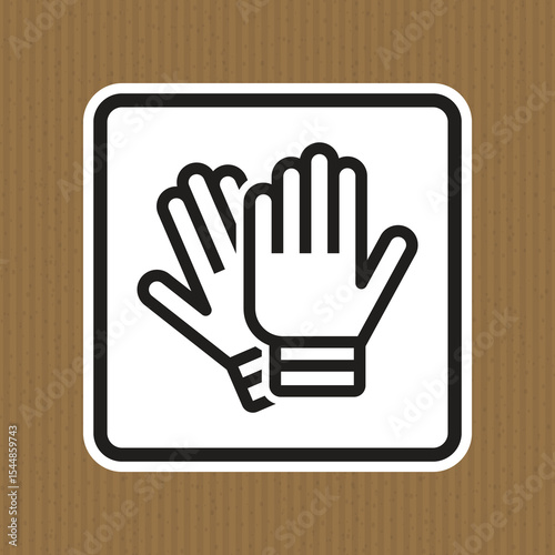 Icon of Protective Gloves on a Cardboard Background for Safety and Hygiene