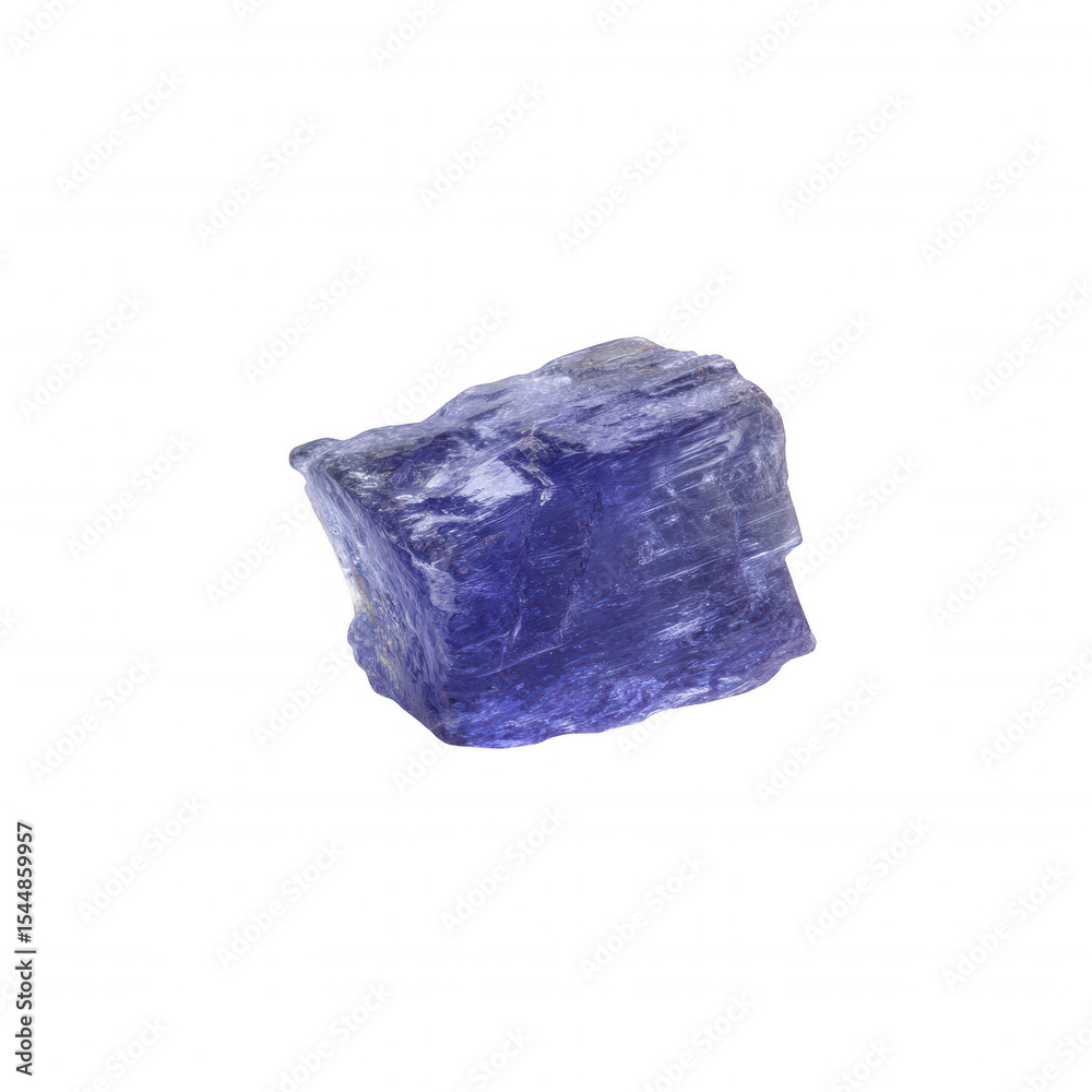 Obraz premium Raw Iolite Gemstone Chunk on White Background