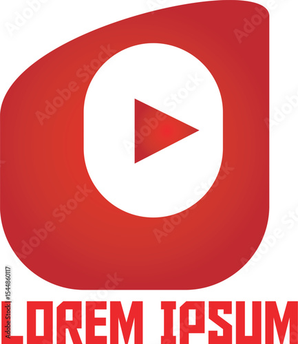 Play icon on red video button for media and web player interface
