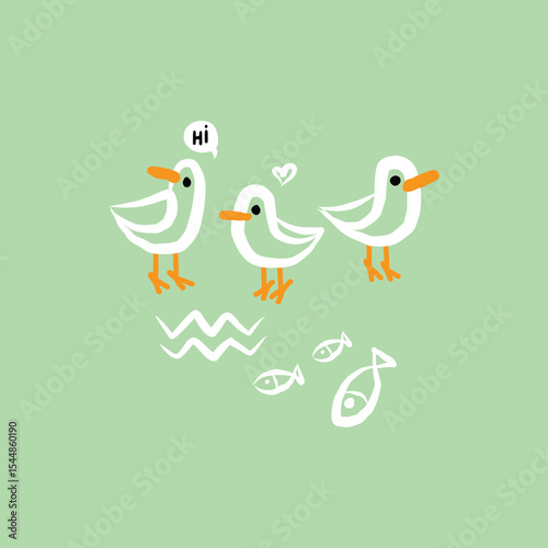 hi duck doodle vector set.eps