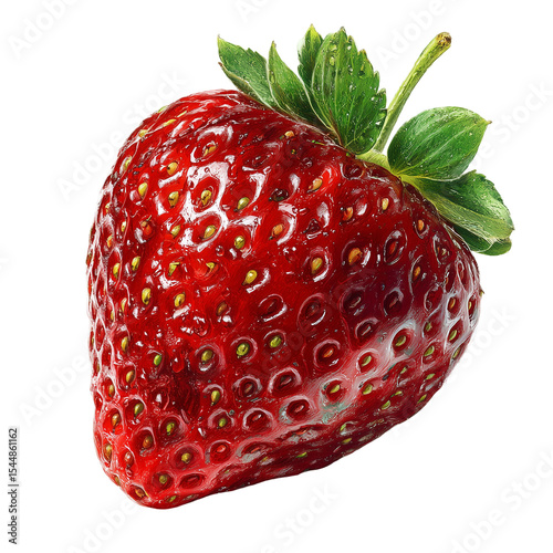 Strawberry fruit close up fresh red berry delicious food macro detail isolated on transprint background
