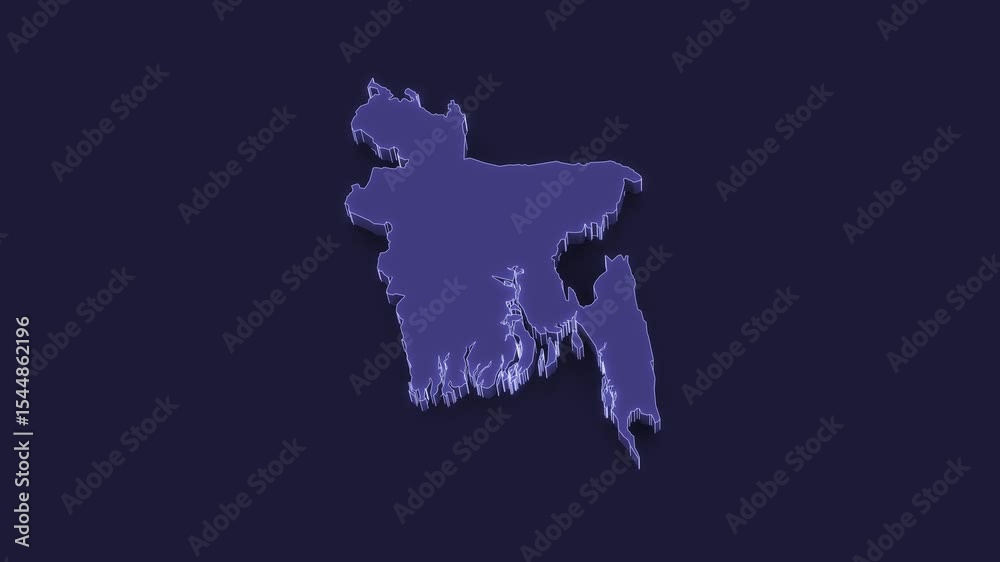 3D Animated Political Map with Brazil Outline Highlighted 3D Animated Political Map with Brazil Outline Highlighted