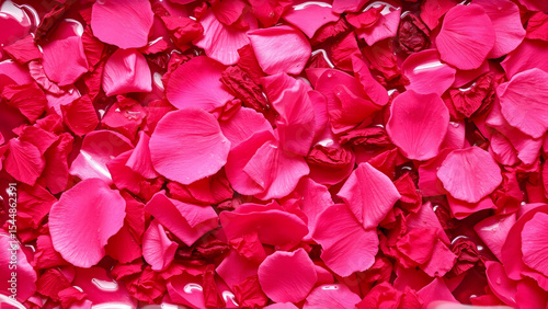 Crushed rose petals sealed in epoxy resin texture, romantic background for Valentine’s Day promotions or perfume sample cards