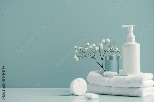 Ultra Hd Visual of Bath Products and Cotton Pads with Copy Space