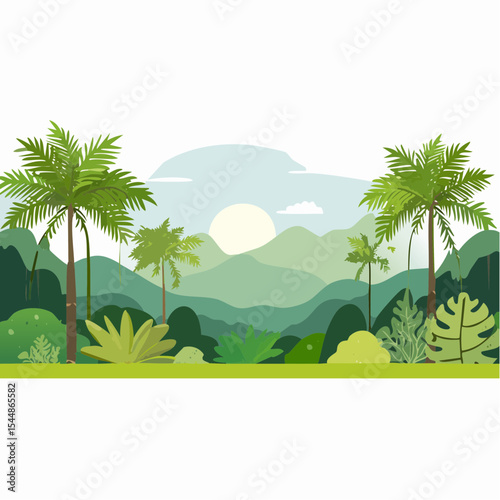 panorama banner background of tropical forest landscape scene
