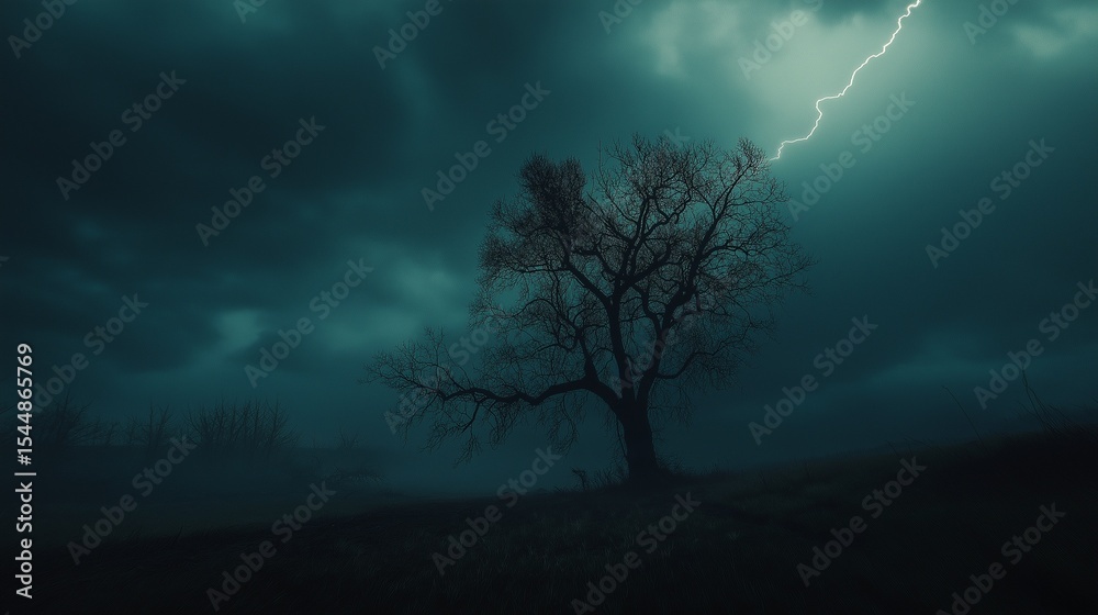 Fototapeta premium 暗闇に光る雷