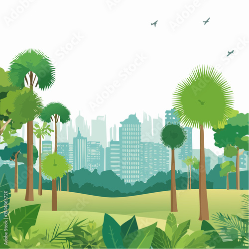 panorama banner background of tropical forest landscape scene