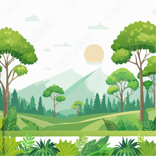 panorama banner background of tropical forest landscape scene