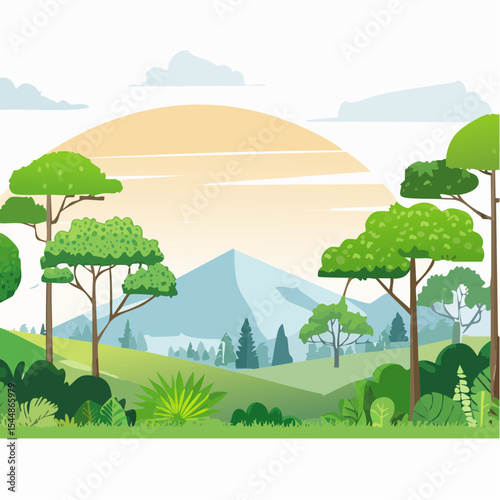 panorama banner background of tropical forest landscape scene