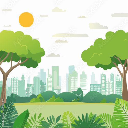 panorama banner background of tropical forest landscape scene