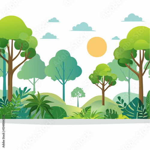 panorama banner background of tropical forest landscape scene
