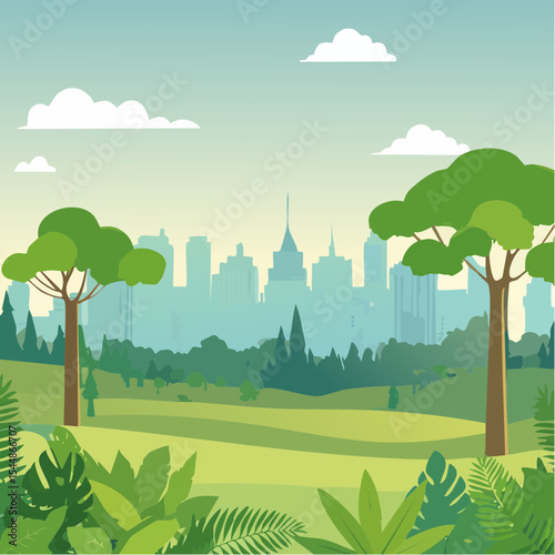 panorama banner background of tropical forest landscape scene