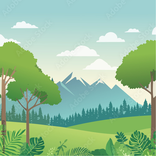 panorama banner background of tropical forest landscape scene