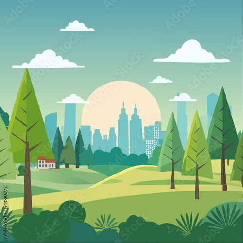 panorama banner background of tropical forest landscape scene