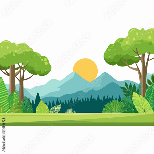 panorama banner background of tropical forest landscape scene
