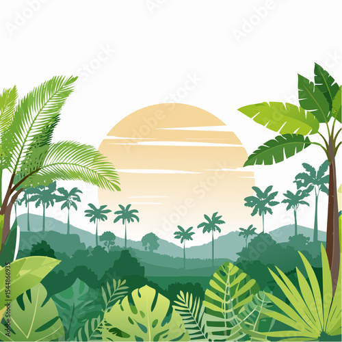 panorama banner background of tropical forest landscape scene