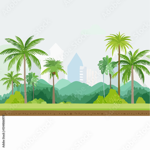 panorama banner background of tropical forest landscape scene