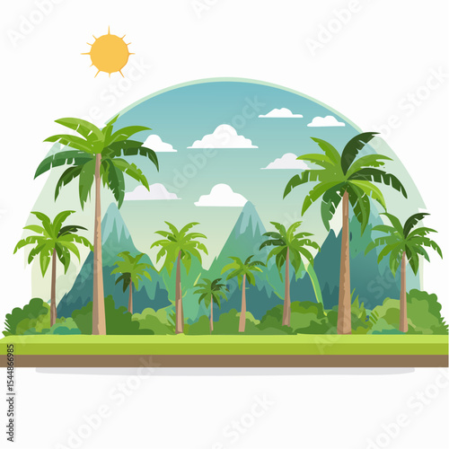 panorama banner background of tropical forest landscape scene