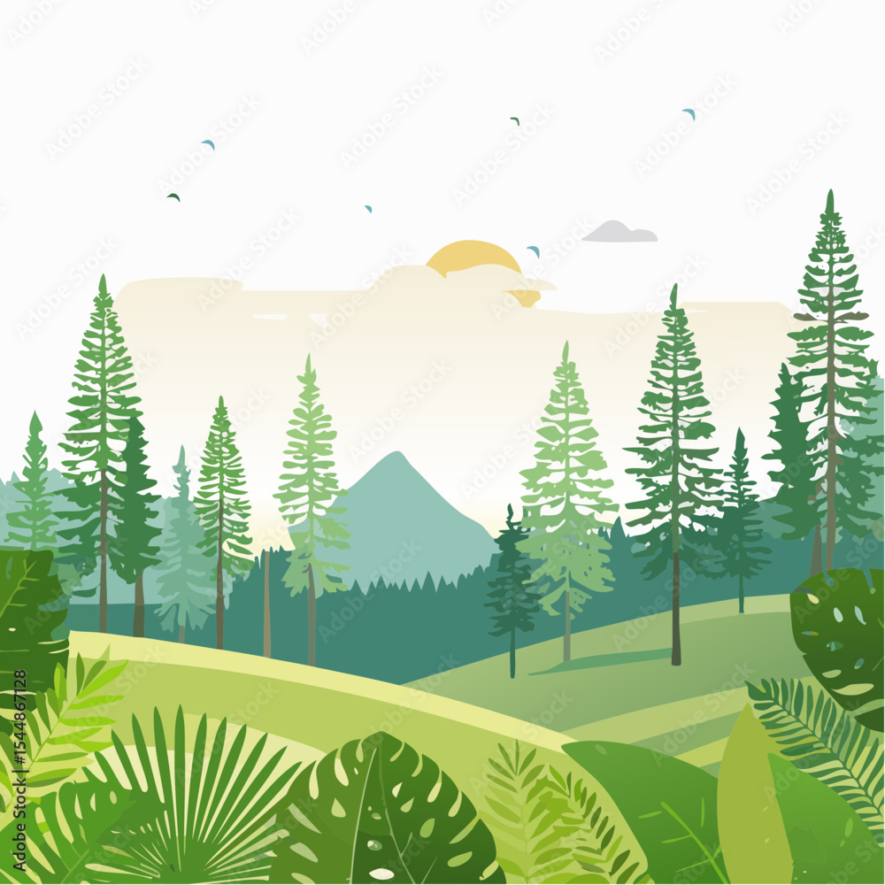 Fototapeta premium panorama banner background of tropical forest landscape scene