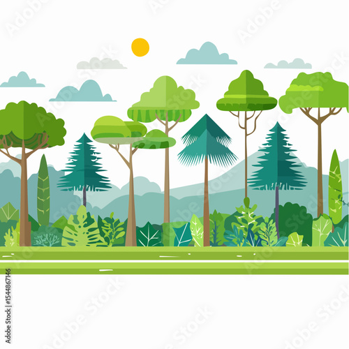 panorama banner background of tropical forest landscape scene