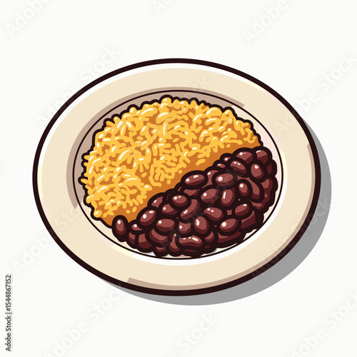 Illustration of Rice and Beans on a Plate, a Delicious and Nutritious Meal Option