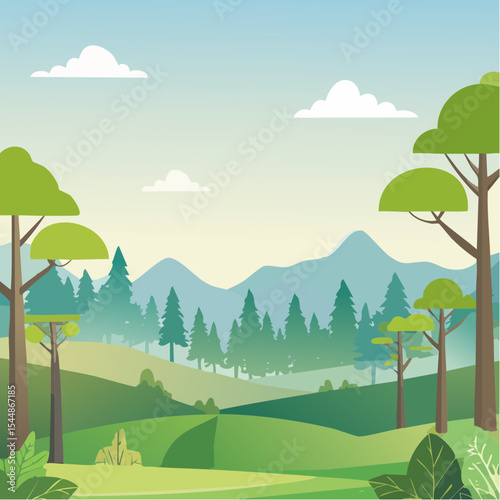 panorama banner background of tropical forest landscape scene