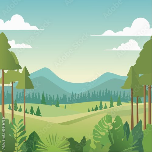 panorama banner background of tropical forest landscape scene
