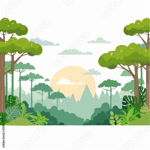 panorama banner background of tropical forest landscape scene