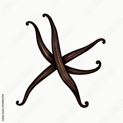 Vanilla Beans Still Life Illustration: Aromatic Spice for Baking and Culinary Delights