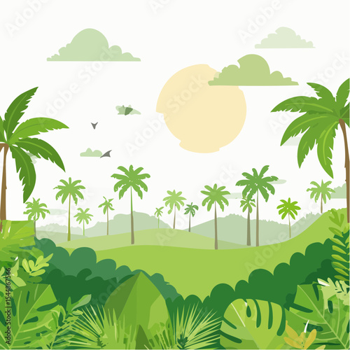 panorama banner background of tropical forest landscape scene