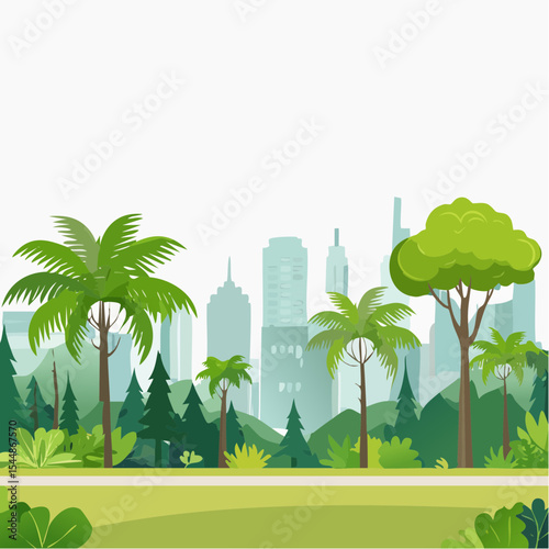panorama banner background of tropical forest landscape scene