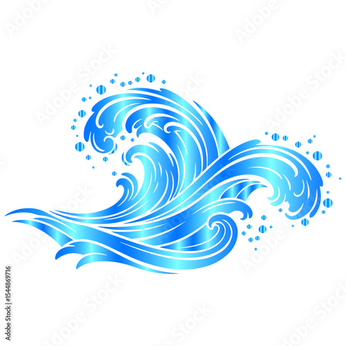 Artistic stylized water forms illustrated with artistic flair using vibrant, ornamental, and elegant form concept