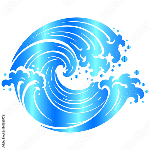 Abstract wave fluid shoreline movements illustrated with artistic flair using harmonious, ornamental, and colorful illustration pattern