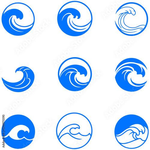 set of vector icons coastal wave illustrated with artistic flair using ethereal, ethereal, and aesthetic vector design