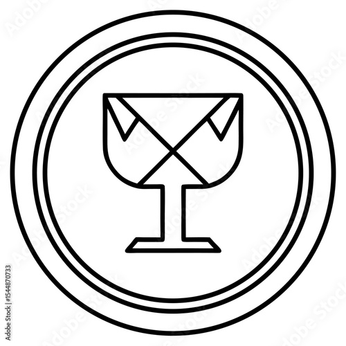 Fragile wine glass symbol inside a circle for package handling instructions

