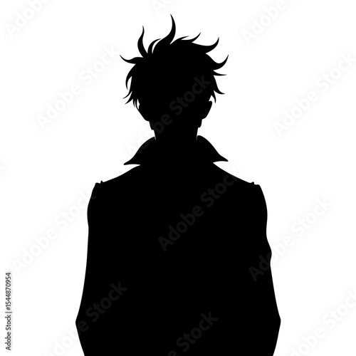Anime Style Male Silhouette Mysterious Figure in Coat